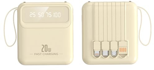 20000mah Ricarica Rapida Portatile Power Bank Batteria Mobile Powerbank Caricabatterie Portatile Cavo Incorporato Viene Fornito 3 Uscite1 Ingresso Compatto Schermo A LED
