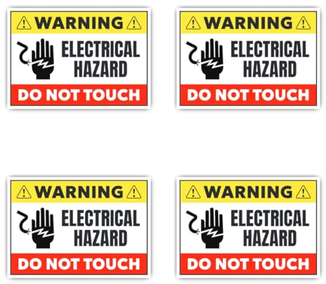 Aufkleber: 75 mm, 4 Stück - WARNING Electrical Hazard Do Not Touch Elektro Warnschild