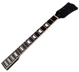 LIXSAZSE E Gitarrenhals, neue Ersatzteile, Ahorn Seiteneinlagen, schwarzes Hochglanzfinish, zwei Arten von Holzmosaik Ersatzteilen, daher sowohl für den rechten als auch für den linken Hals geeignet.