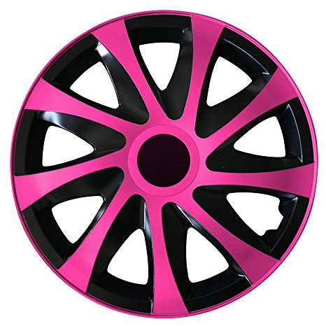 (Farbe und Größe wählbar) 14 Zoll Radkappen Draco (Schwarz-Pink) + Eingangsmatte passend für Fast alle Fahrzeugtypen (universal) …