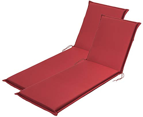 Traumnacht Komfort 2er Set Liegenauflagen Outdoor rot mit abnehmbarem Bezug, 190 x 58 x 6 cm, Öko-Tex zertifiziert, produziert nach deutschem Qualitätsstandard