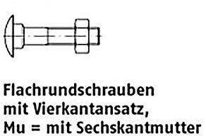 Flachrundschrauben DIN 603 Mu St. M 10 x 220 VE=S 25 Stück