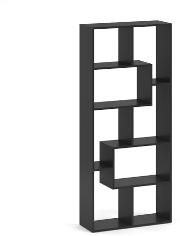 Vicco Raumteiler Noa, Schwarz, 160.6 x 67.2 cm | geeignet als Raumteiler oder Bücherregal in Z-Form