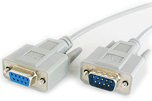 Loops 10m 9 Way RS232 Male to Female Null Modem Extension Cable | Serial Pin DB9 Data Lead | PC Computer Laptop Extend Wire