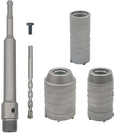 Unxuey Carbide Steel Concrete Cement Hole Saw Drill Bit Wall Stone SDS Plus Shank 30mm / 40mm / 50mm Cutter with 200mm Connecting Rod for Wall Brick