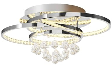 Lucande LED Deckenlampe Kristall dimmbar, Kronleuchter Deckenleuchte 37,8W Wohnzimmerlampe Schlafzimmerlampe Esszimmerlampe Büro Flurlampe