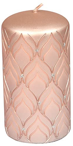G Decor Jolene Stumpenkerze mit Glitzer, elegant, Roségold, groß