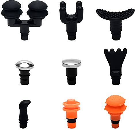 DENPETEC Massagepistolenköpfe, 9 Stück/Set, austauschbare Massagepistolen-Aufsätze, Adapter für Tiefengewebe-Muskel-Massagepistole, Plug-n-Play-Massagepistolen-Zubehör