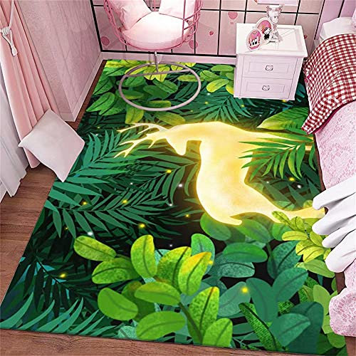 RUGMRZ Terrassenteppich Teppichboden Auslegware Grüner Waldteppich voller grüner Blatt-Berührung bequemer Widerstand Teppich Außen 100X160cm