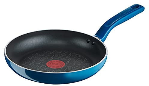 Tefal G80504 Chefclub Frying Pan, 24 cm, Titanium Non-Stick Coating, Thermo Signal Temperature Indicator, Safe Cookware, Easy Cleaning, Suitable for Induction Cookers, Blue