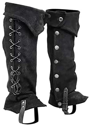 Darabun Vintage Beinschutz Gamasche - verstellbare PU Leder Schnalle Schuhe Abdeckung Mittelalter Stiefel Gamaschen Wandern Schienbeinschutz Rüstung für Männer Frauen, Cosplay Kostümzubehör