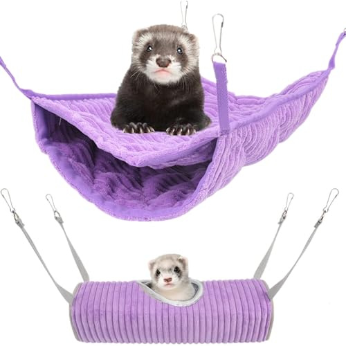 Amaca per Piccoli Animali Amaca per Furetti Criceto Tunnel da Appendere per Piccoli Animali Ratto Giocattoli Criceto Zucchero Porcellini d'India Furetto Scoiattolo per Biancheria Letto (Viola)