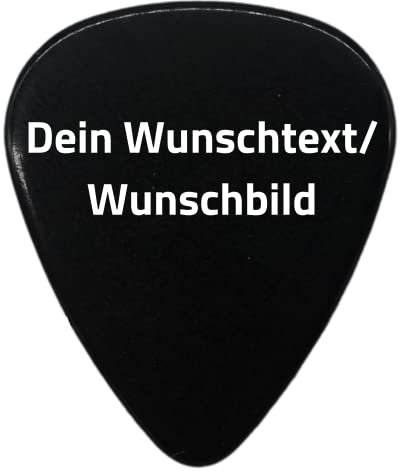 Plektrum mit Wunschtext oder Wunschbild - Personalisiertes Plektrum mit Druck - Individuell und schnell gestalten mit Wunsch-Druck - mit eigenem Bild oder Text personalisieren (Extra Heavy, Schwarz)