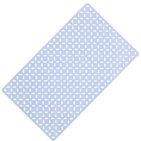 WELTRXE Bathtub Mat Non Slip Shower Mats for Bathroom Tub, 70 x 40cm, Odorless, Soft TPE, Strong Suction Cups, Good Drainage Holes, Machine Washable, Anti-Slip for Elder and Kids,Clover, Pale Blue