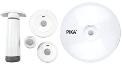 PIKA - Kit de conservation sous vide Manuelle : Pompe sous vide + 3 couvercles universels (S,M,XL) + 1 bouchon