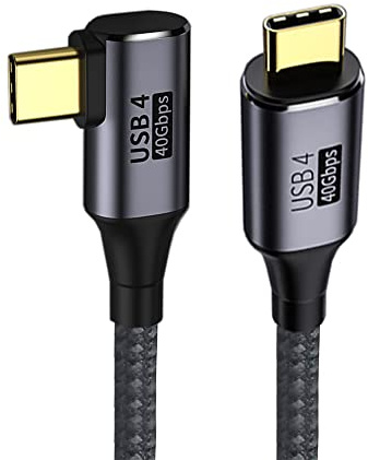 NFHK Abgewinkeltes USB4-Kabel, 40 Gbit/s mit 100 W Aufladung und 8 K, 5 K @ 60 Hz, USB 4.0, kompatibel mit Thunderbolt3/4, 30 cm