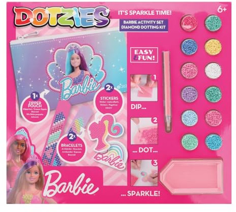 DIAMOND DOTZ DOTZIES 2592869 Original 5D Diamond Painting Set, Barbie, DIY Kreativ-Mal-Kit für Diamant-Sticker und Bilder, Diamanten-Bastelset für Kinder ab 6 Jahren, Beginner