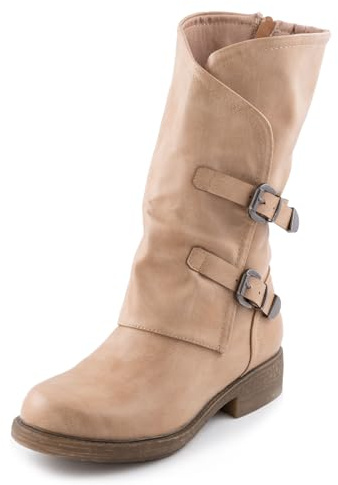 Toocool – Botas de mujer tipo Biker, Botas militares, Anfibios, Botas de motociclista, Zapatos casuales, G620, beige, 40 EU