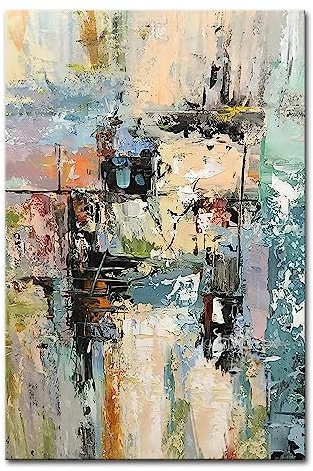 Mintura Großes Ölgemälde auf Leinwand, handgefertigt, abstrakt, Tiefsee-Wandkunst, Bild für Wohnzimmer, Wohnkultur, Hotel (80 x 120 cm, ungerahmt)