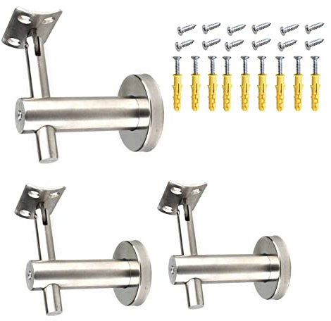 Stück Edelstahl-Handlaufhalterung, robuster Treppengeländer-Handlauf, an der Wand montierter Handlauf, Geländer, Treppenhausstütze für Handlauf aus Holz und Stahl, feste gebogene Stütze (verstellbar