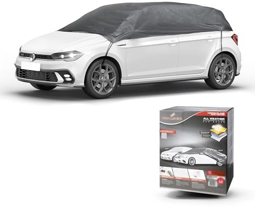 WALSER All Weather Car Cover - 100% Weatherproof & Waterproof, Half Garage Size M, Grey
