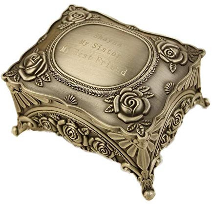 BONOOL Schmucktruhe im Vintage-Stil im europäischen Stil, Schmuckkästchen mit geschnitztem Muster, Aufbewahrungsbox für Halskette, Ohrringe, Armbänder, Schmuckkästchen für Damen