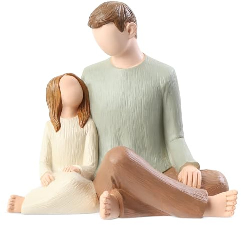 Carracci Vater und Tochter Figuren, Vater Tochter Statuen, Geskulpturte Handbemalte Figuren Geschenke für Vatertag Jubiläum Geburtstag
