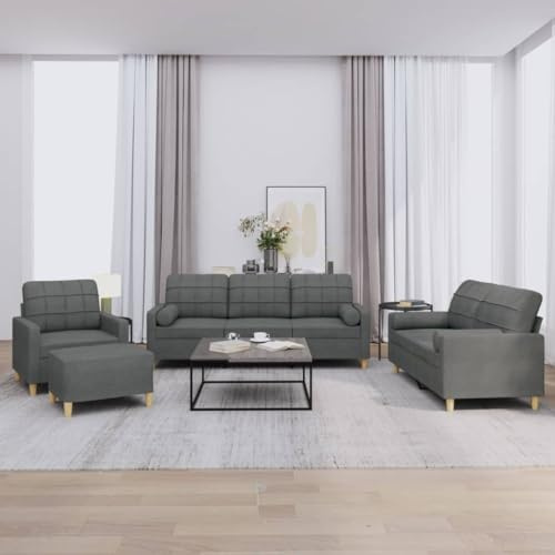 SECOLI Sofa Set 3 2 1 Wohnzimmer Sofa garnituren 3-2-1 Wohnzimmer Set Couch Lounge Couch Sofa Couch für Wohnzimmer-4-tlg-Dunkelgrau-Stoff
