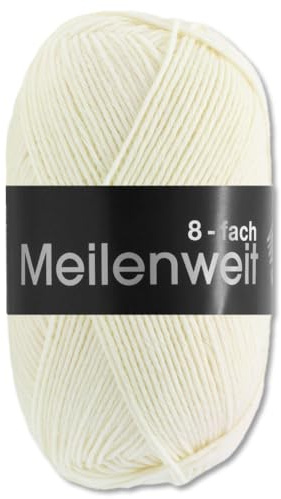 Frida's Wollhaus Lana Grossa 150 g Meilenweit 8-fach 150 Sockenwolle Stricken Garn 16 Farben (9560 | Rohweiß)