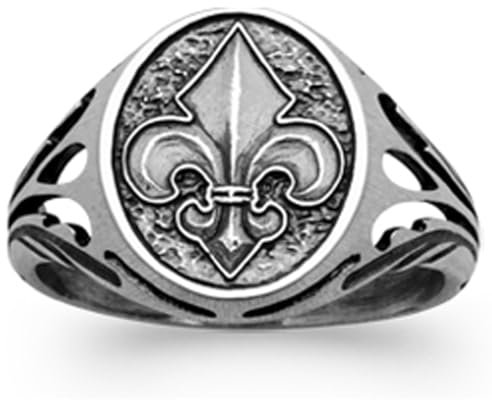 Les Trésors De Lily [R7449 - Bague Argent 'Vikings' argenté vieilli - 15x10 mm (fleur de lys) - Taille 60