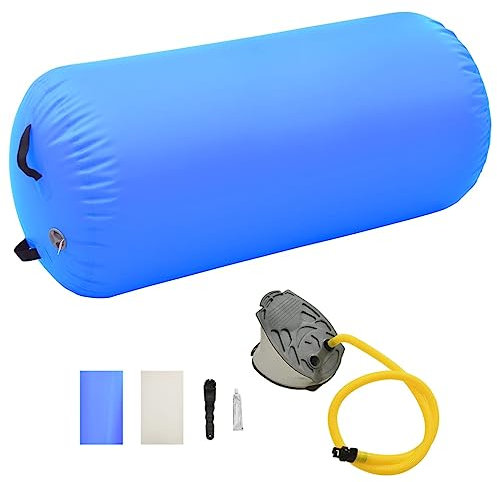 Aufblasbare Gymnastikrolle mit Pumpe 120x90cm PVC Blau