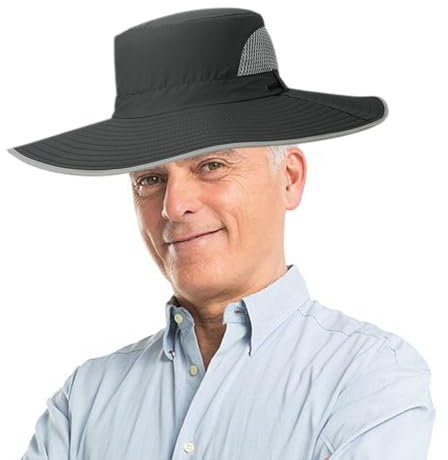 IAZE Sonnenhüte für Herren, breite Krempe, Fischerhut, Safarihut, Boonie-Hut, Fischerhut, Boonie-Hut mit verstellbarer Schnur für Wandern, Camping, Klettern, Angeln, Reiten, Urlaub, L