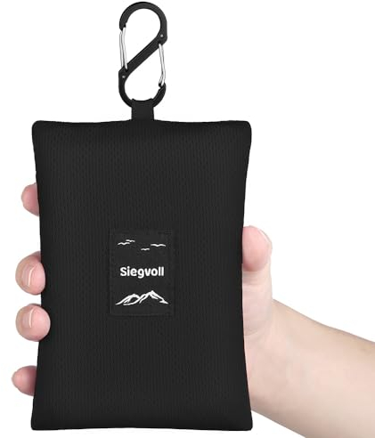 Siegvoll Picknickdecke 210 x 200 cm, mit praktischem Karabiner Ultraleicht ultradünne tragbare Stranddecke, Outdoor Decke für Strand, Picknick, Camping und Wandern (Grau)