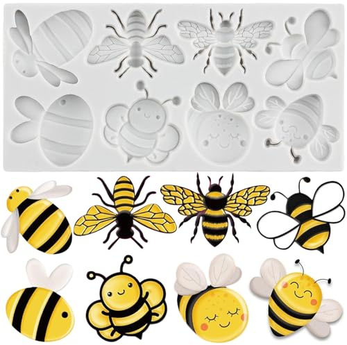 MINFEIDMS Bumble Bee Silicone Mould Bee Fondant Moulds Bees Mould