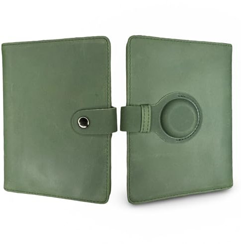 Reisepasshülle aus echtem Leder, kompatibel mit Moto-Tag-Brieftasche für Damen und Herren, RFID-Blockierung für sicheres Reisen und Dokumentation, Organizer (grün)