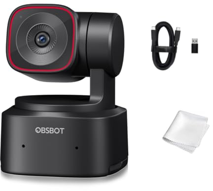 OBSBOT Tiny 2 Lite, PTZ 4K Webcam 1080P@60fps HDR, PC appareil photo zoom numérique 4X, suivi intelligent, microphone, capteur 1/2, contrôle gestuel, autofocus, USB2.0, Plug & Play, pour PC,