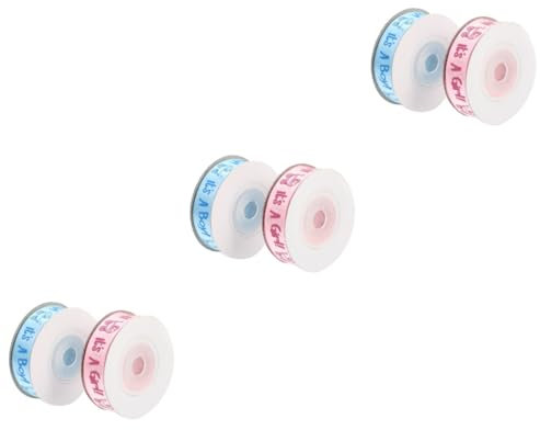 TEHAUX 6rollen Yards Shower Satinband Für Geschlecht Enthüllung Und Geburtstagsfeiern Kinderfreundliche Muster Für Bastelprojekte Und Tischdekoration