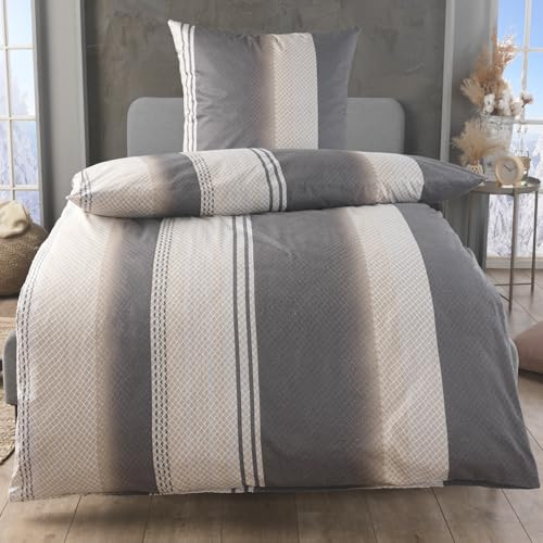 MALIKA Juego de ropa de cama de 4 piezas de algodón suave y fino de franela de 135 x 200 cm y funda de almohada de 80 x 80 cm, funda de edredón suave y cálida para invierno, tamaño: 135 x 200 + 80 x