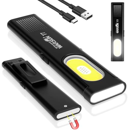 flintronic Mini Torcia Piatta, Lampada da Lavoro COB Ricaricabile Ttramite USB C, 4 modalità di illuminazione, Lampada portatile per Auto/Campeggio/Home e di Emergenza Uso