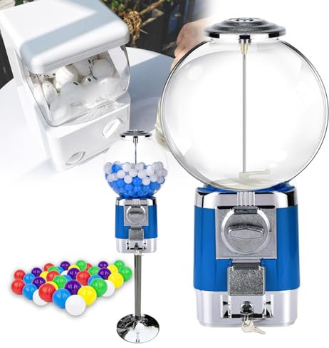 QXIWAOE Coffee Pod Holder,With Metal Stand &20 Colored Ball Shells Capsule Vending Machines,No Need To Insert Coins/240 3.2cm Capsules,Commercial Coin Gumball Machine,For Business&Home,blue