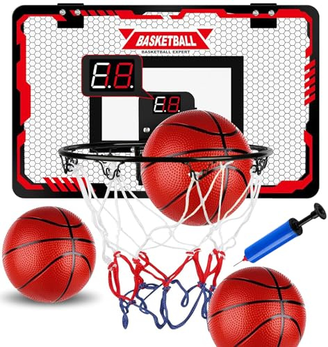 Xndryan Basketball Hoop Indoor, Wall Mounted Door Basketball Hoop for Kids Bedroom Office Hanging Mini basketball Hoop, Basketball Toy Games for Boys Girls Teenagers Adults
