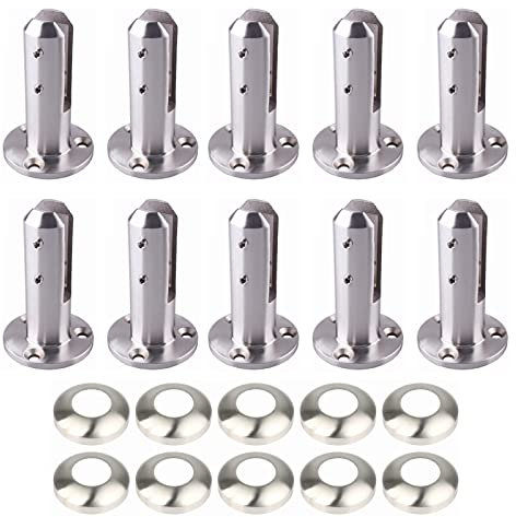 YFJBDKS Poteau de Garde-Corps en Verre Base de Garde-Corps en Verre, Nouvelle Pince de Support de Verre cylindrique 2025, ergots en Acier Inoxydable 304 Clôture de Pinces,Bright Silver,10 Pack
