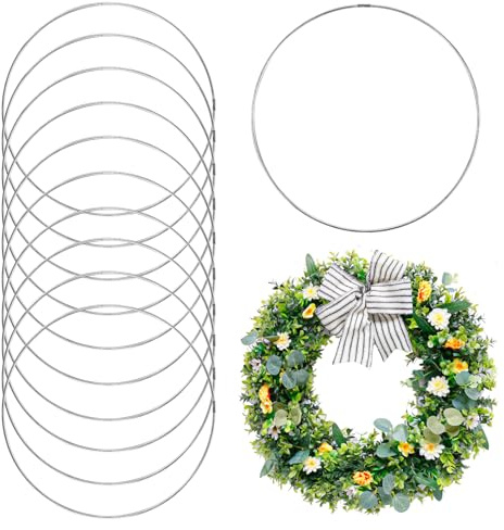 10 Stück Metallringe zum Basteln, 20cm Silber Metallring, Traumfänger Ringe, Deko Ringe, Drahtringe, Hochzeitskränze, Wandbehänge, Blumen Reifen