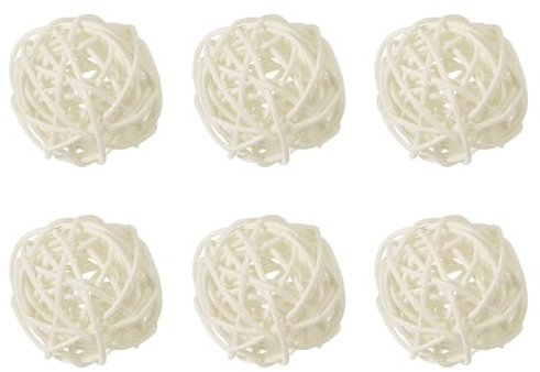QUARKZMAN 6 Pcs Bolas De Ratán De Mimbre 2 Pulgadas Bolas Decorativas Beige | De Ratán, Rellenos De Florero, Para Centros De Mesa De Bodas Decoración Del Hogar