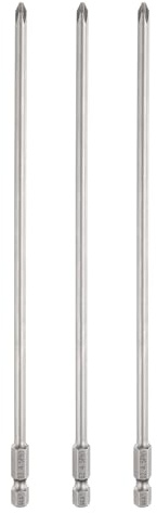 sourcing map Lot de 3 embouts de tournevis cruciformes PH1 à tige hexagonale de 200 mm de long, tige de 0,5 cm de long, forets à tête cruciforme magnétiques en acier S2 pour outils électriques, gris