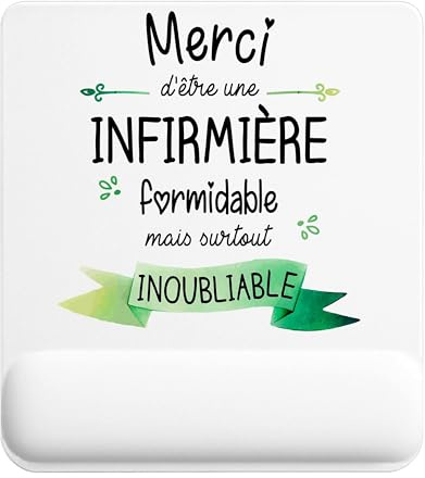 Planetee Tapis de Souris Merci Infirmière Inoubliable Femme | Accessoire Bureau Ergonomique - Idéal pour Anniversaire, Collègue, Secret Santa Noël, Fête des Pères et Fête des Mères