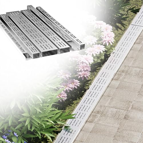 HDZNDH Canaletta Scolo Acqua Piovana,grondaia Acqua Piovana,Recupero Acqua Piovana,Canaletta di Drenaggio,in Acciaio Inossidabile 304,per Terrazza da Giardino, Fattoria, Drenaggio della Trincea