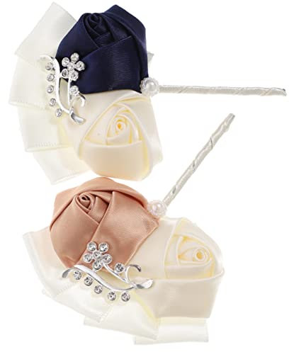 Healvian 2 Stück Hochzeitsboutonniere Teilig Corsage für Trauzeugen Stilvolle Ansteckblume mit Satinband Hochzeiten Tänze Besondere Anlässe
