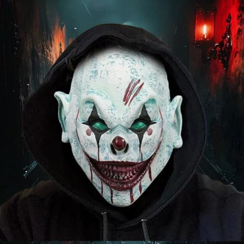 Byffoer Skrämmande clownmask, halloweenclownmask, skräckmask, demonmask, skallig mask, realistisk latexmask för skrämmande halloweenfest