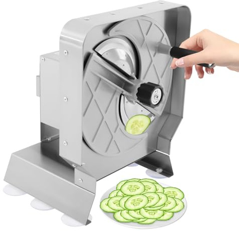 Manueller Gemüse- und Obstschneider, Gemüseschneider Einstellbare Dicke 1–10 mm, Einstellbare Schneidemaschine Lebensmittelschneider Edelstahl Manuell Zwiebelschneider Obstschneider